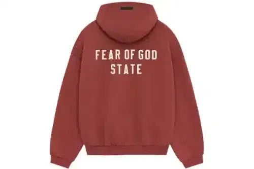Fear of God Essentials Heavy Fleece Fullzip Hoodie Crimson