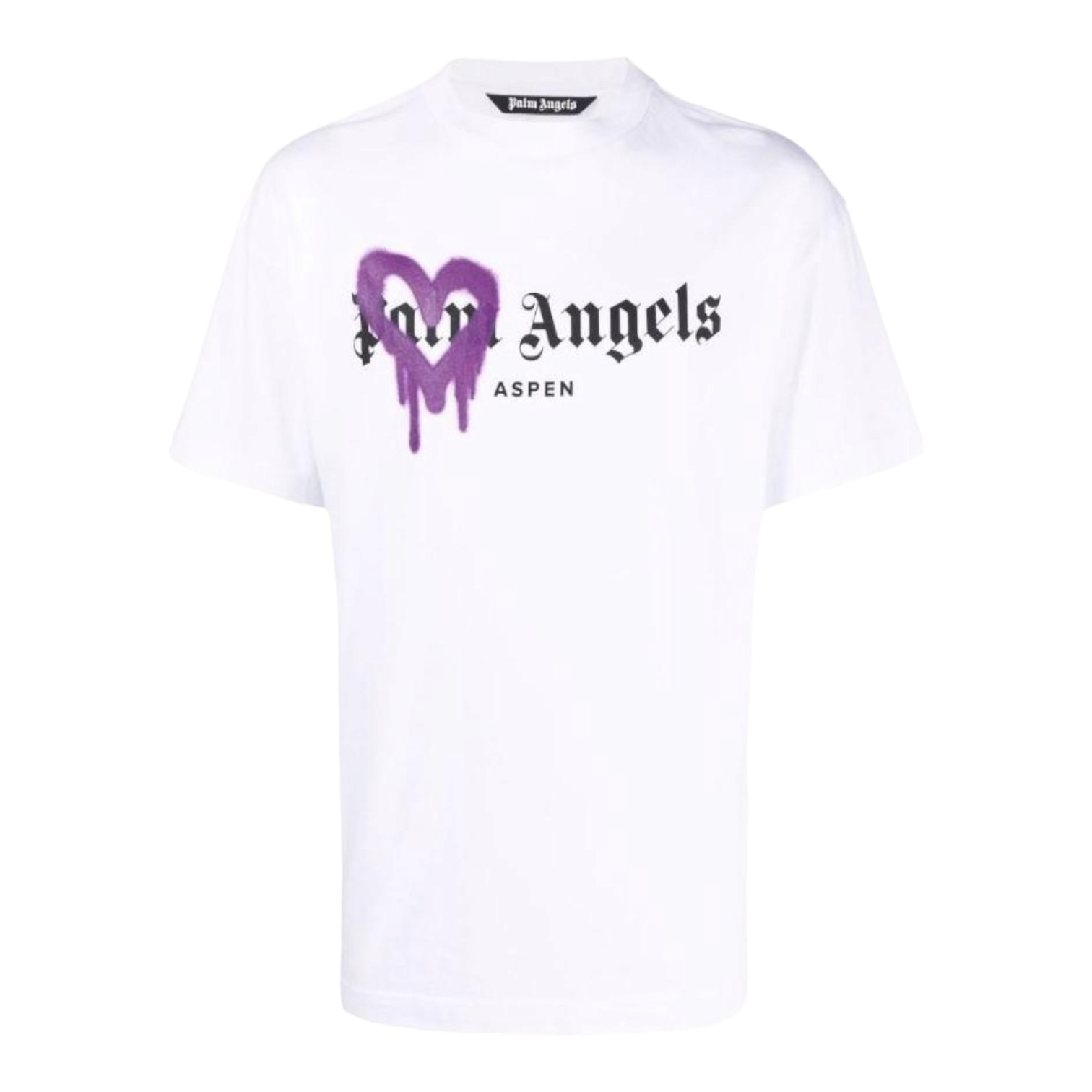 Palm Angels Heart Sprayed Purple T-Shirt