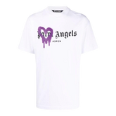 Palm Angels Heart Sprayed Purple T-Shirt