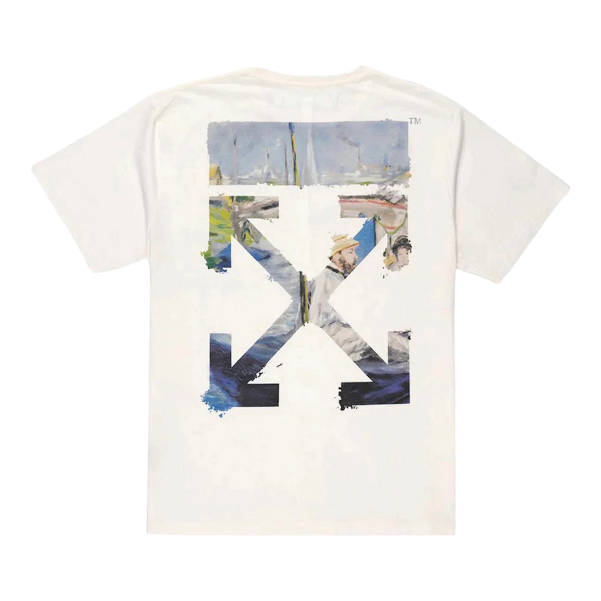 Off White Colour Painting Diagonals Arrows White Tee