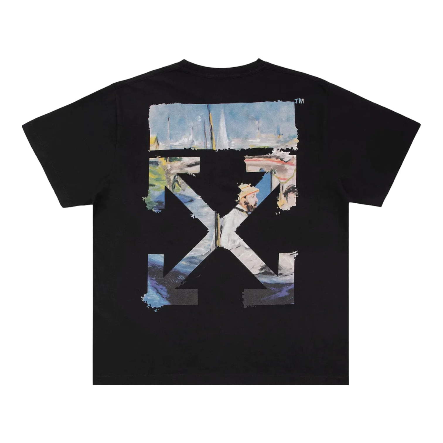 Off White Colour Painting Diagonals Arrows Black Tee