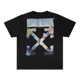 Off White Colour Painting Diagonals Arrows Black Tee