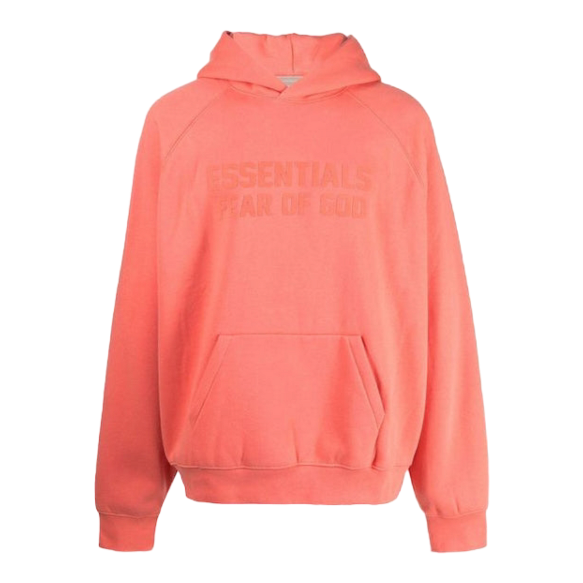 Essentials Logo-Flocked Cotton-Blend Jersey Hoodie Coral