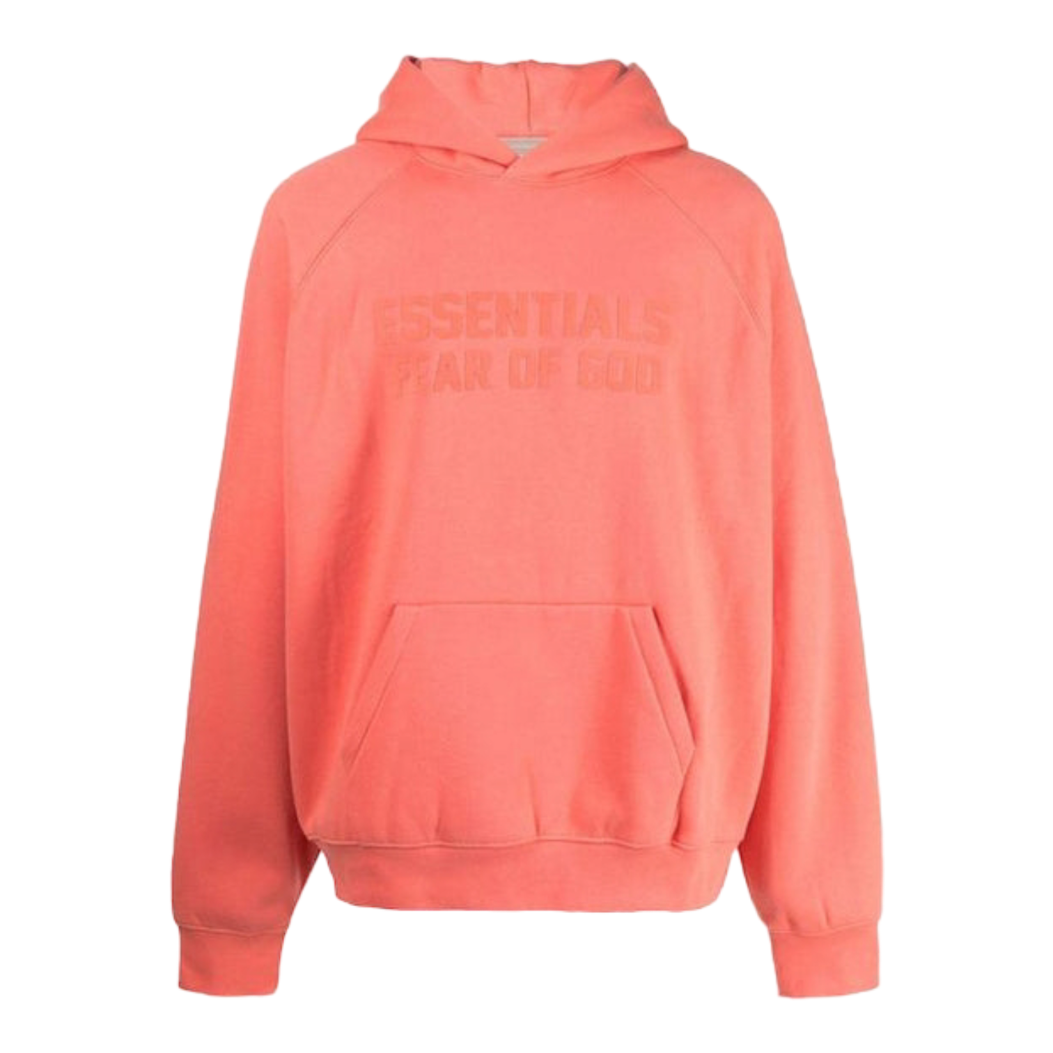 Essentials Logo-Flocked Cotton-Blend Jersey Hoodie Coral