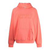 Essentials Logo-Flocked Cotton-Blend Jersey Hoodie Coral