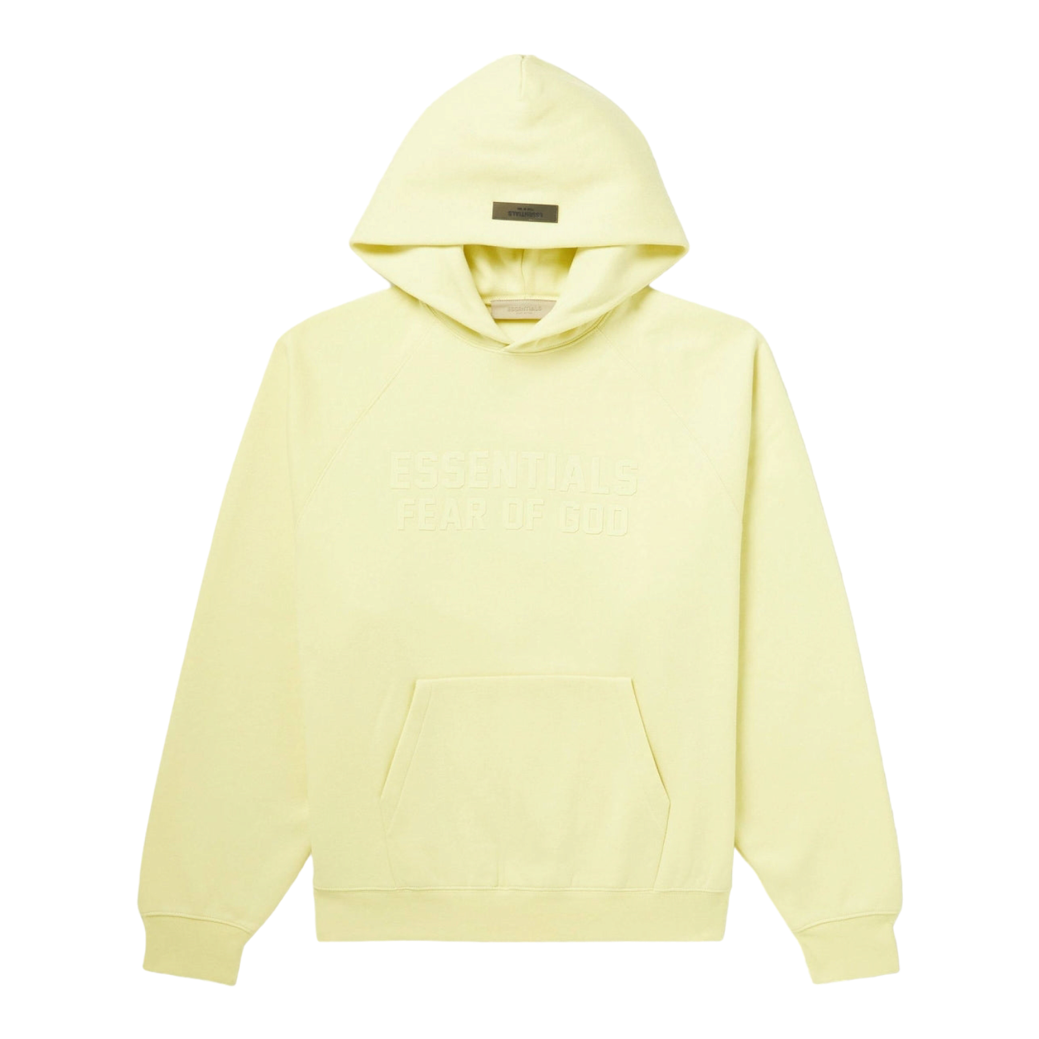 Essentials Logo-Flocked Cotton-Blend Jersey Hoodie Canary