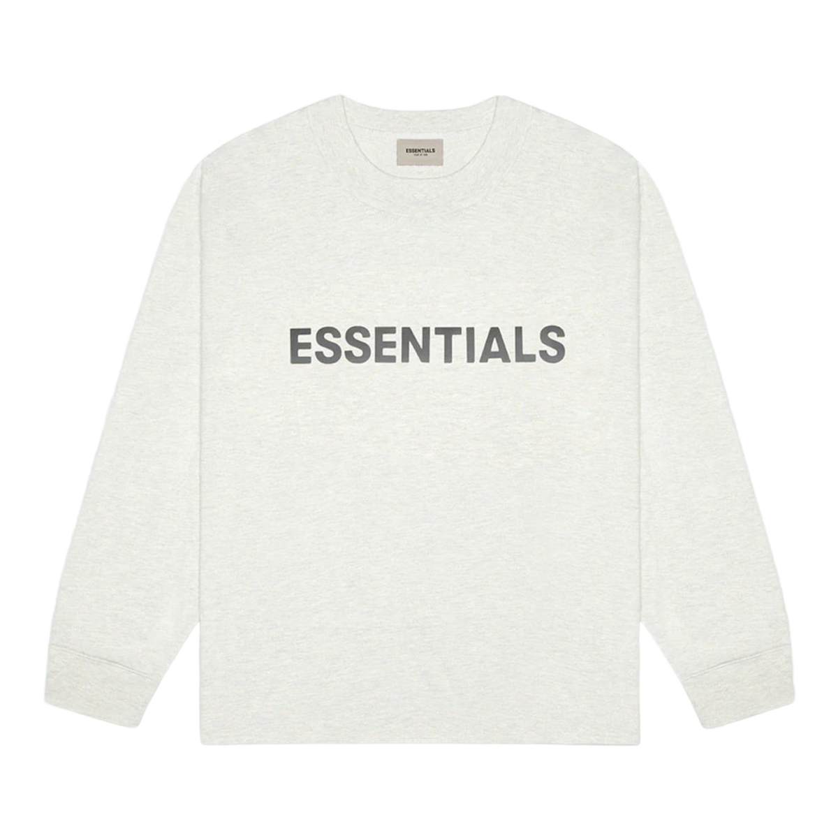 Essentials Boxy Long Sleeve T-Shirt Applique Logo Oatmeal