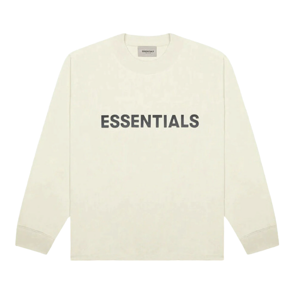 Essentials Boxy Long Sleeve T-Shirt Applique Logo Cream