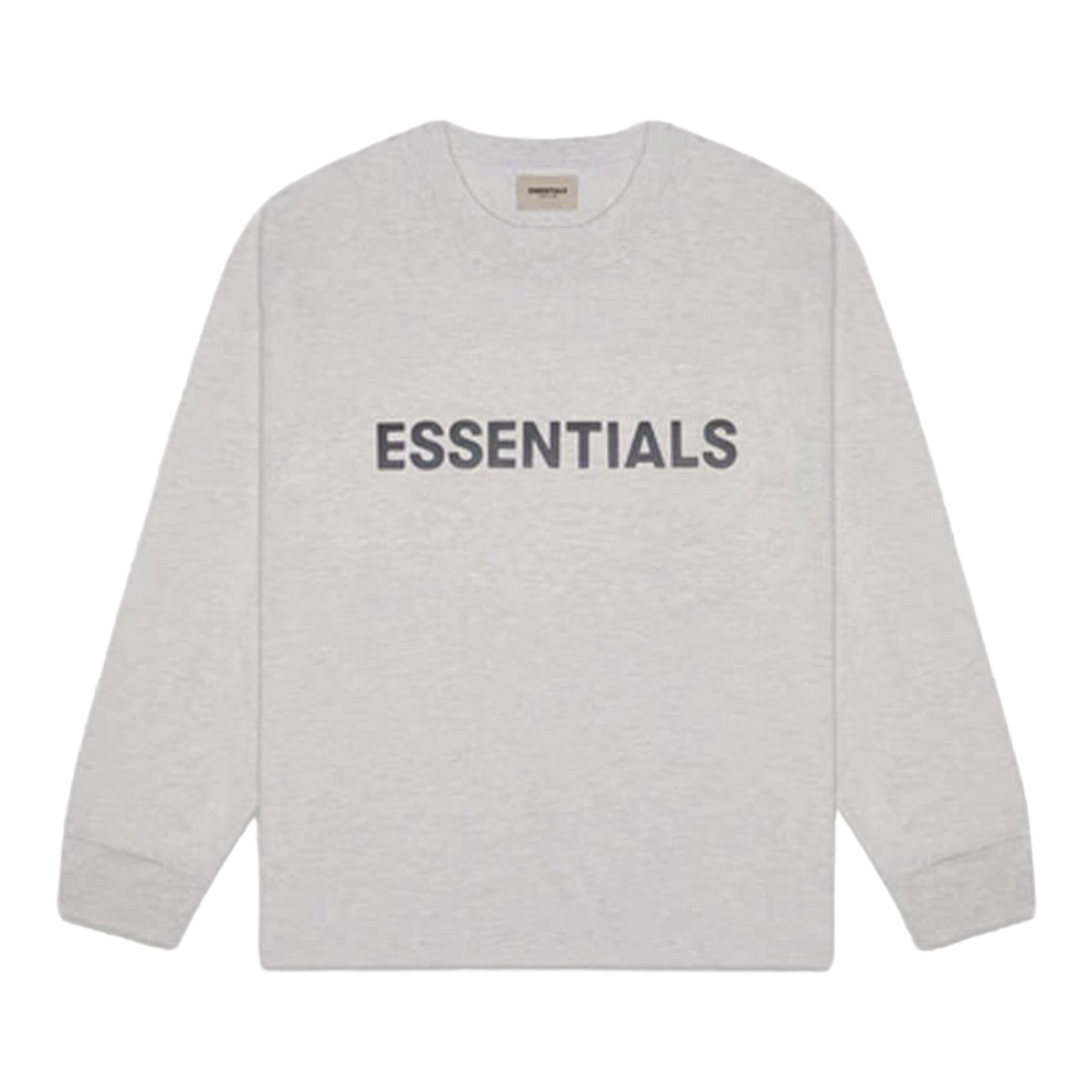 Essentials Boxy Long Sleeve T-Shirt Applique Logo Heather Oat