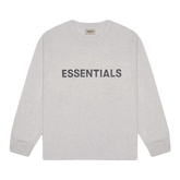 Essentials Boxy Long Sleeve T-Shirt Applique Logo Heather Oat