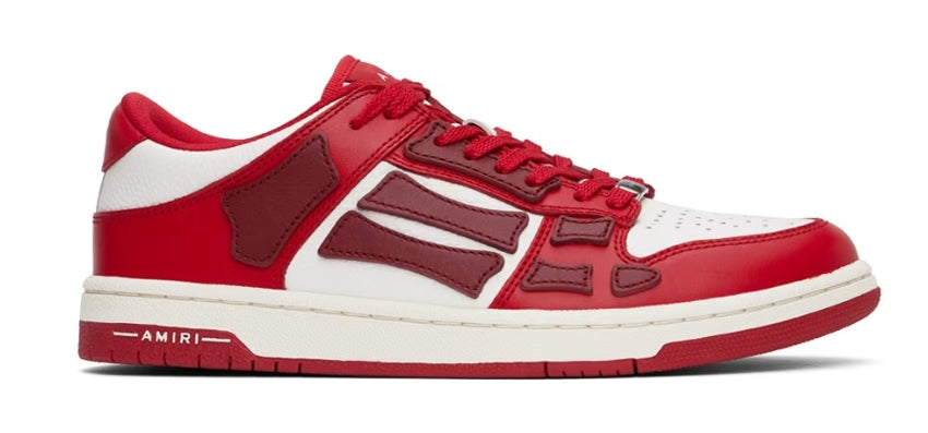 Amiri red and white skel low top sneakers