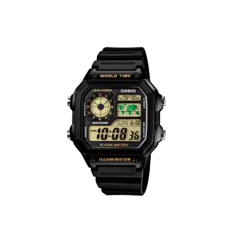 Casio YOUTH AE-1200 Series AE-1200WH-1BV Black / Yellow