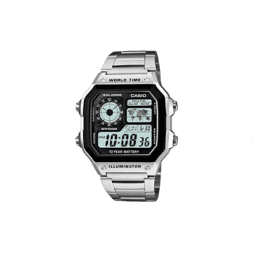 Casio Youth Unisex Black Dial Digital Stainless Steel Watch D099 - AE-1200WHD-1AVDF